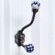 Navy Blue Ceramic Iron Coat Hooks